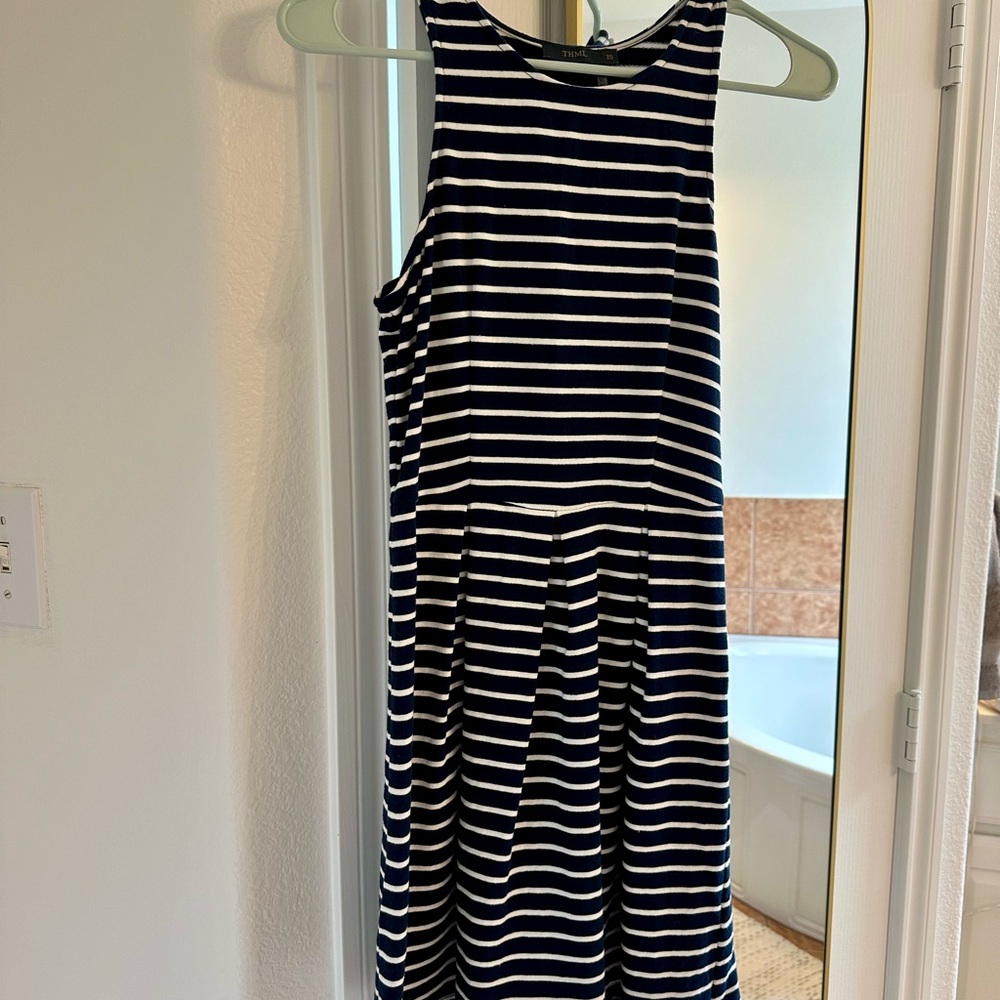 Navy and White Striped Sleeveless Dress